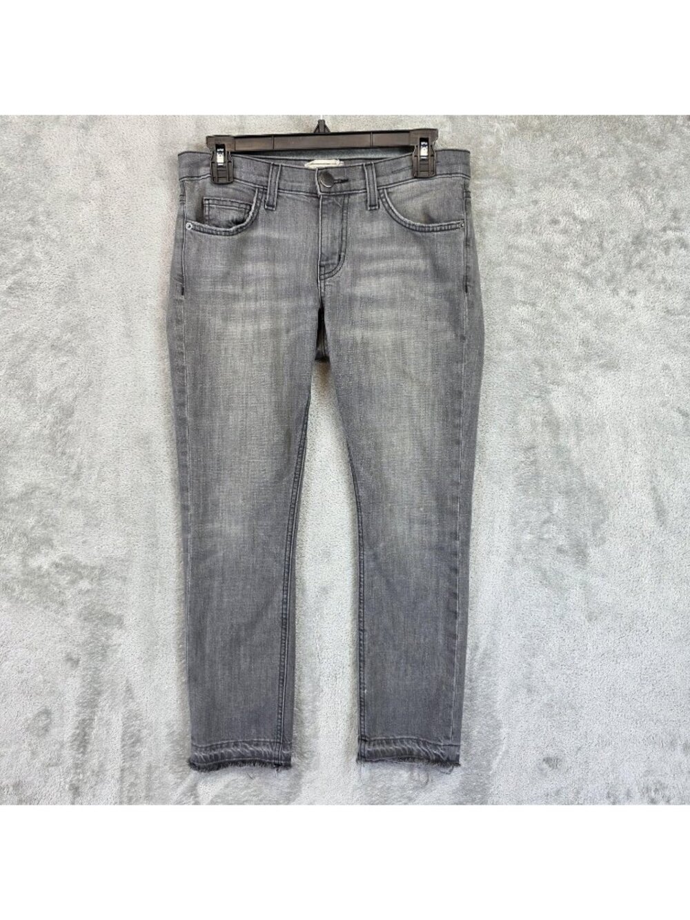 Current/Elliott The Cropped Straight Jeans Womens 24 Gray Charcoal Wash Crop